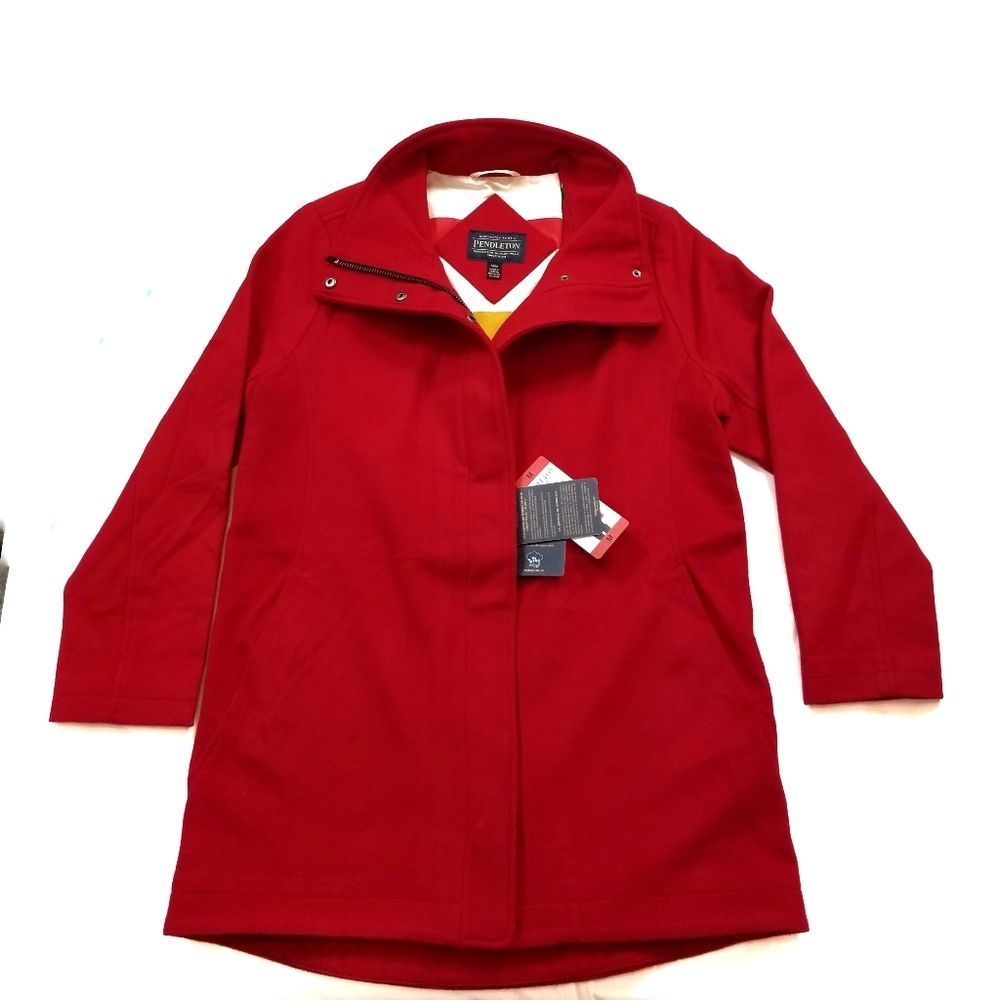NEW with TAGS Wool Coat PENDLETON water resistant Medium RED